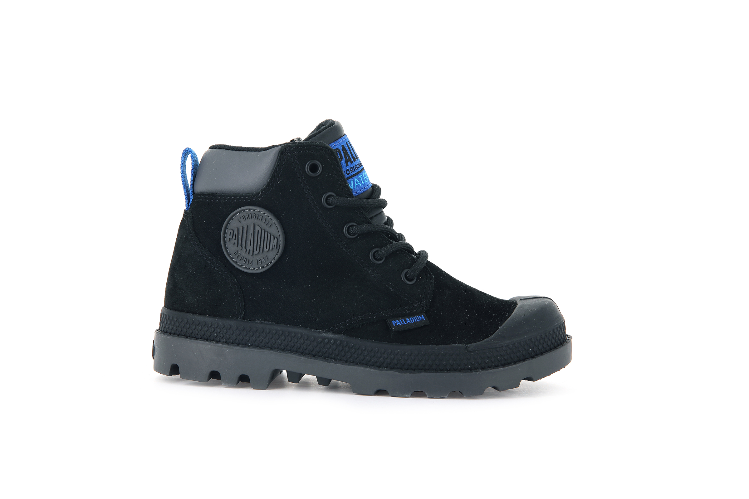 Bottes Enfant Palladium Pampa Hi Cuff WP - Outdoor, Imperméables, Cuir Et Textile, Semelle Caoutchouc