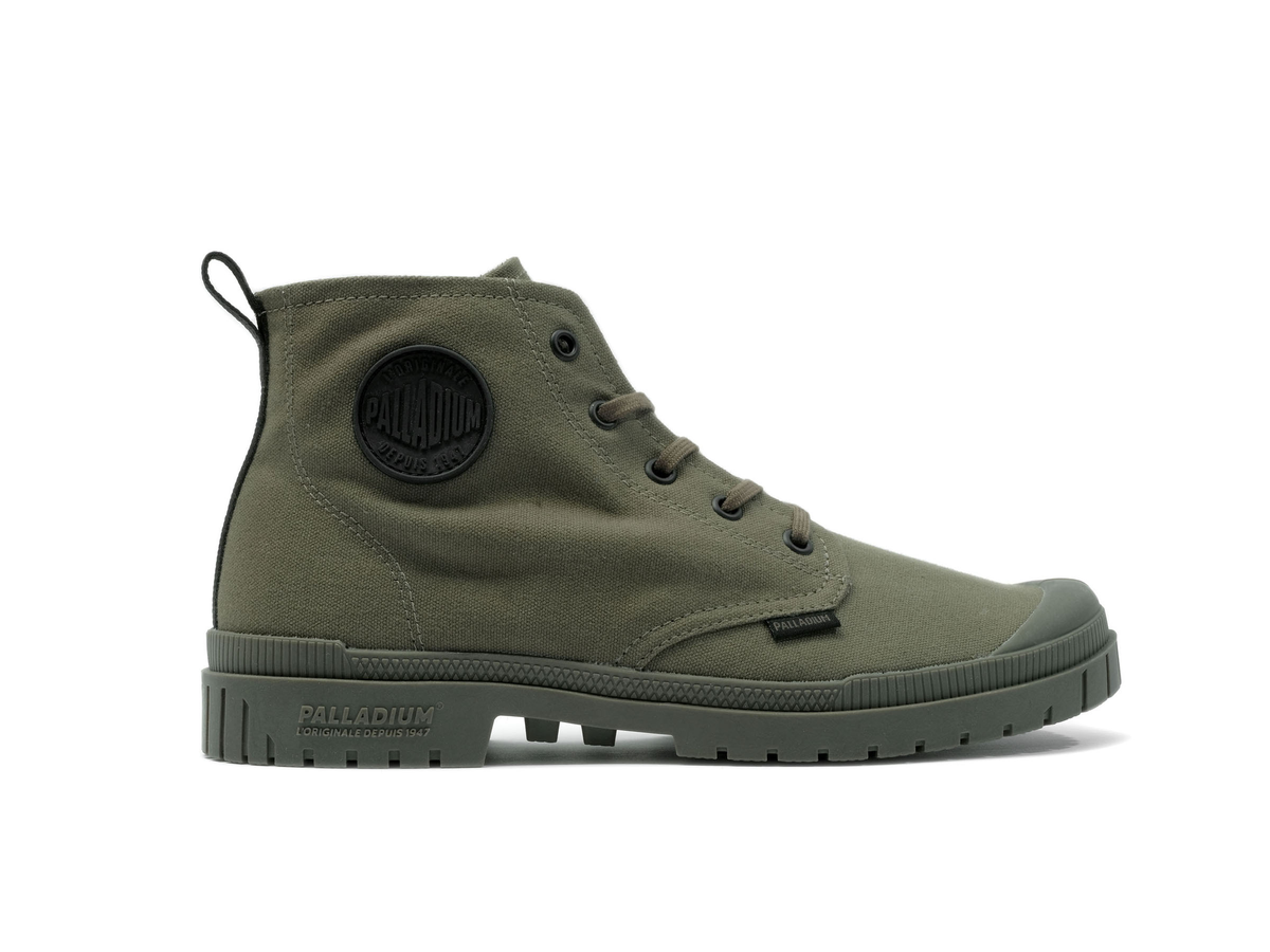 Palladium High-Top Off Grid Hi Zip Waterproof Boot in Olive Night - M 5.5 / W 7 Amazon.com | Palladium Unisex Adults Mono Chrome Sneaker  main image 4
